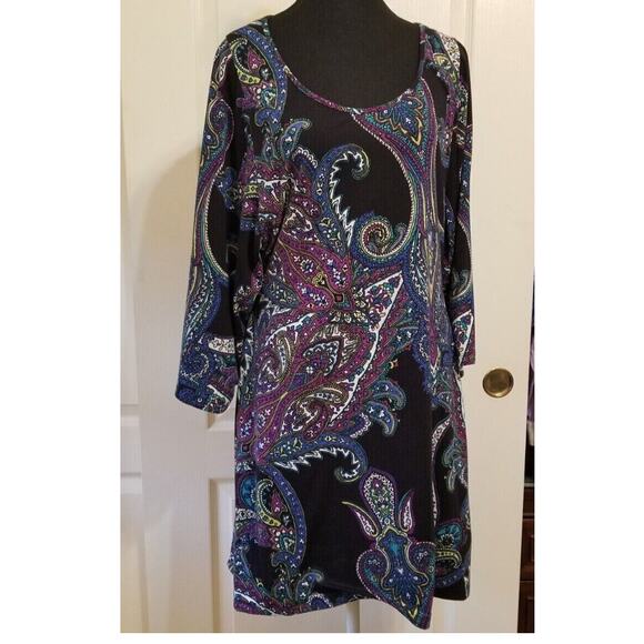 Almost Famous Casual Career Multicolor Paisley Print 3/4 Kimono Sleeve Size XL - Picture 1 of 8